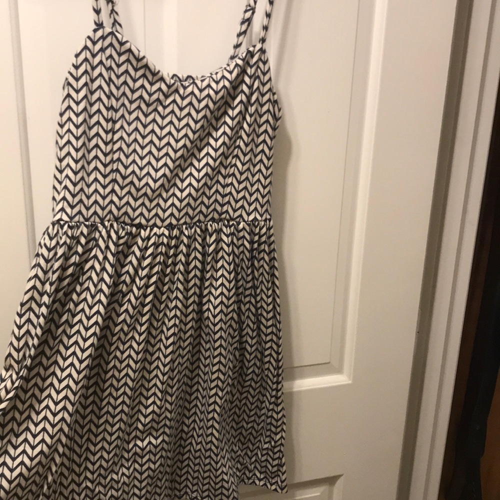 Navy and tan chevron dress